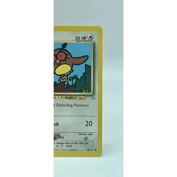 Hoothoot 60/111 Neo Genesis Pokémon TCG Non Holo Vintage 2000 LP - Picture 3 of 6